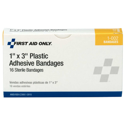 Adhesive Strip First Aid Only 1 X 3 Inch Plastic Rectangle Tan Sterile 1-002 Box/16 M1-5-2025 Acme United 1124431_BX