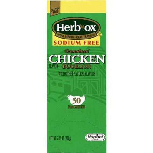 Sodium Free Instant Broth Herb-Ox Chicken Flavor Bouillon Ready to Use 8 oz. Individual Packet 36087 Box/50 9016 Hormel Food Sales 1142006_BX Sodium Free Instant Broth Herb-Ox Chicken Flavor Bouillon Ready to Use 8 oz. Individual Packet 36087 Box/50 9016 Hormel Food Sales 1142006_BX