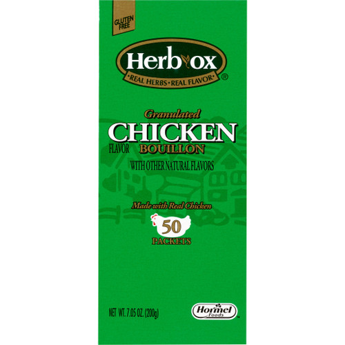 Instant Broth Herb-Ox Chicken Flavor Liquid 7.5 oz. Individual Packet 34793 Box of 50
