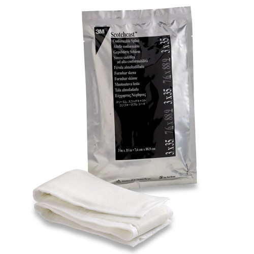 Padded Precut Splint 3M Scotchcast Quick Step Double Sided Felt 3 x 35 Inch Felt / Fiberglass White 75335 Case of 10