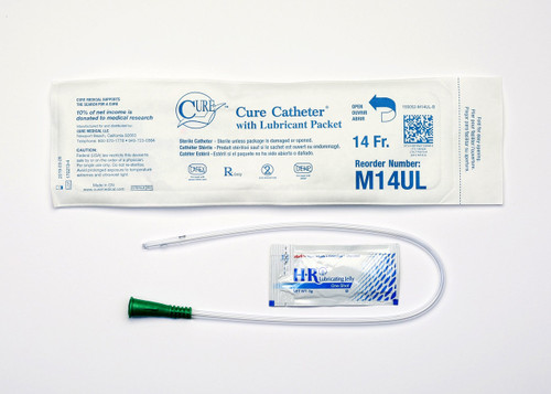 Urethral Catheter Cure Medical Straight Tip Uncoated PVC 14 Fr. 16 Inch M14UL Case of 300