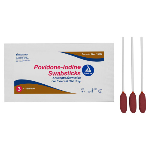 Impregnated Swabstick 10% Strength Povidone-Iodine Individual Packet NonSterile, 1202, Case of 250