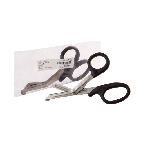 Utility Scissors McKesson 7-1/4 Inch Length Office Grade Stainless Steel / Plastic NonSterile Finger Ring Handle Angled Blunt Tip / Blunt Tip 01-320BKGM Box of 10