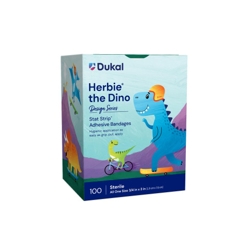 Stat Strip Adhesive Strip Plastic Kid Design (Herbie the Dinosaur) 3/4 X 3 Inch Sterile, 15601, Case of 1200