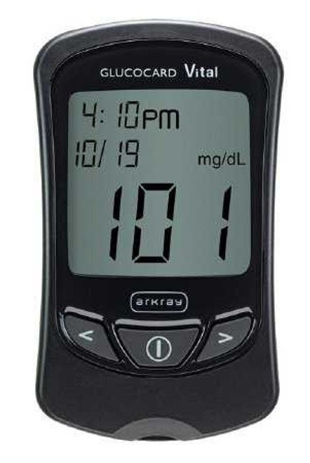 Blood Glucose Meter GlucocardVital 7 Second Results Stores Up To 250 Results 14 and 30 Day Averaging Auto Coding 760001 Case/4 255150 Arkray USA 848291_CS