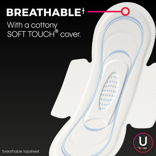 U by Kotex Security Feminine Pad Ultra Thin with Wings Regular Absorbency, 53631, Case of 216