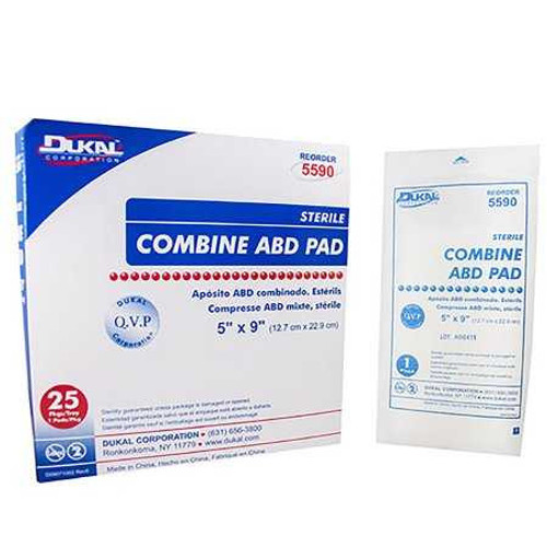 Abdominal Pad Dukal Nonwoven Cellulose 1-Ply 5 X 9 Inch Rectangle Sterile 5590 Case/400 H362-07 Dukal 360305_CS