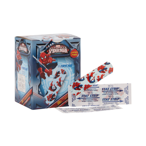 Stat Strip Adhesive Strip Plastic Kid Design (Spider-Man) 3/4 X 3 Inch Sterile, 1087737, Case of 1200