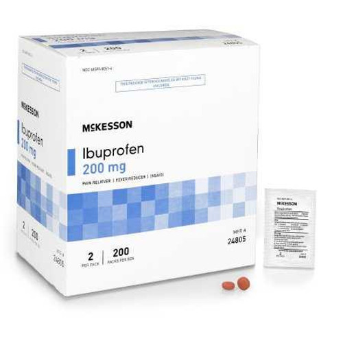 Pain Relief McKesson Brand 200 mg Strength Ibuprofen Unit Dose Tablet 200 per Box 24805 Case/2400 103 MCK BRAND 1111735_CS