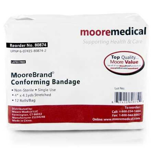 Conforming Bandage McKesson Cotton / Polyester 4 Inch X 4-1/10 Yard Roll Shape NonSterile 80874 Case/96 1538-2 MCK BRAND 1089491_CS