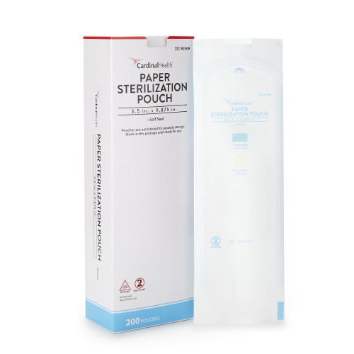Sterilization Pouch Cardinal Health Ethylene Oxide (EO) Gas / Steam 3-1/2 x 9 Inch Transparent / White Self Seal Paper / Film 92309 Case of 800