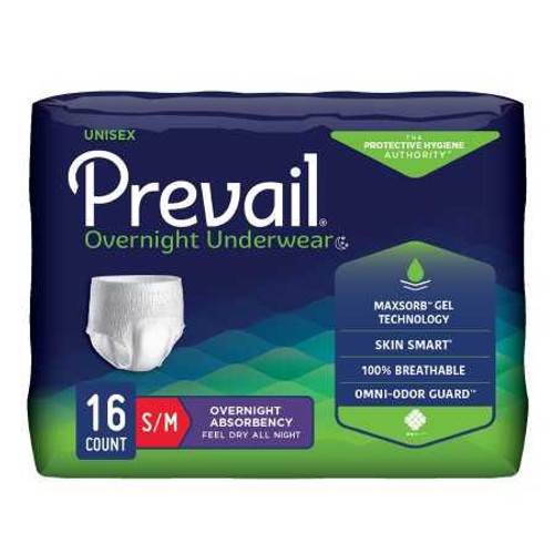 Unisex Adult Absorbent Underwear Prevail Overnight Pull On with Tear Away Seams Small / Medium Disposable Heavy Absorbency PVX-512 Case/64 3044S First Quality 1189992_CS
