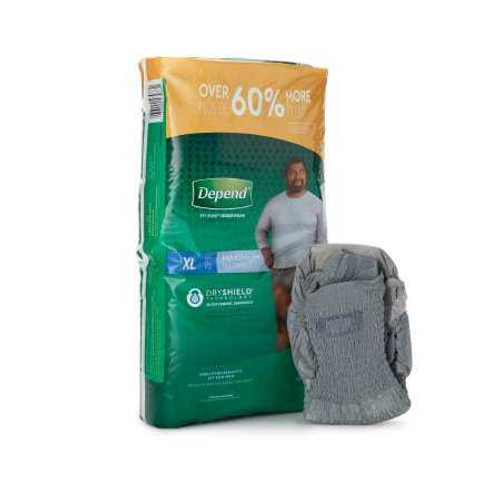 Male Adult Absorbent Underwear Depend FIT-FLEX Pull On with Tear Away Seams X-Large Disposable Heavy Absorbency 53746 Pack/26 410 020 Kimberly Clark 1189141_PK
