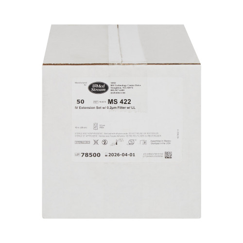 McKesson IV Extension Set Standard Bore 10 Inch Tubing 0.2 Micron Filter Sterile, MS422, Case of 50