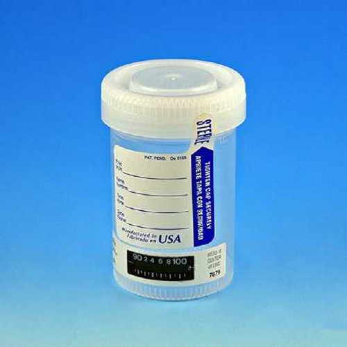 Specimen Container with Temperature Strip 57 X 73 mm Polypropylene 90 mL 3 oz. Screw Cap Patient Information Sterile 6238 Case/400 9505W Globe Scientific 887679_CS