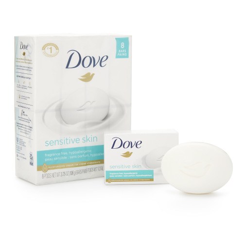 Soap Dove Sensitive Skin Bar 4.5 oz. Individually Wrapped Unscented DVOCB613789 Case of 72