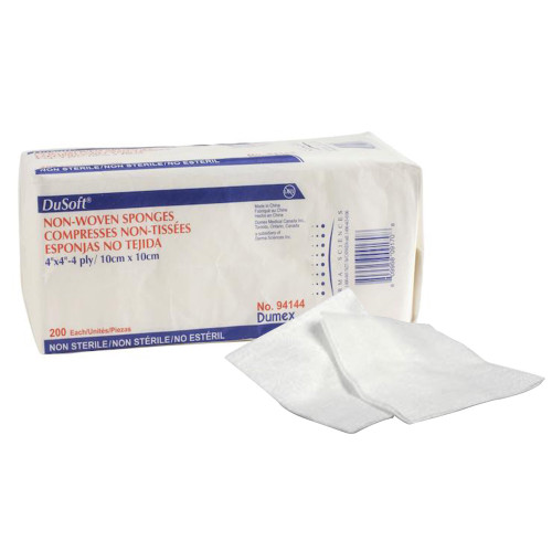Dusoft Nonwoven Sponge 4 X 4 Inch 4-Ply NonSterile 200 per Pack, 94144, Case of 2000