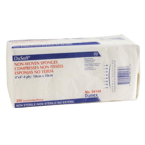 Dusoft Nonwoven Sponge 4 X 4 Inch 4-Ply NonSterile 200 per Pack, 94144, Case of 2000