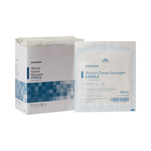 McKesson Gauze Sponge 4 X 4 Inch 12-Ply Sterile 1 per Pack, 16-4241, Case of 1200