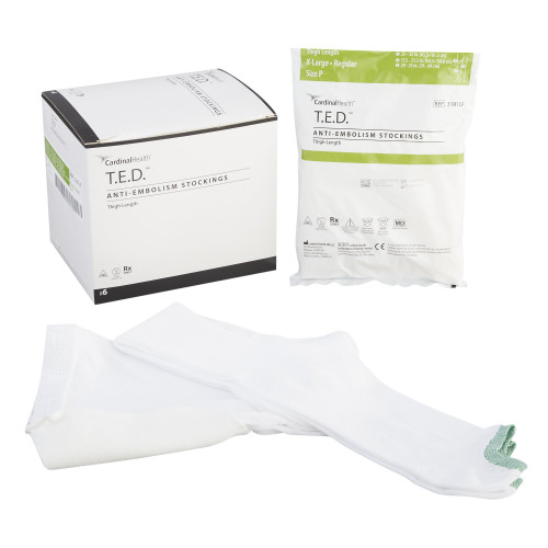 Anti-embolism Stocking T.E.D. Thigh High X-Large / Regular White Inspection Toe 3181LF Carton of 6