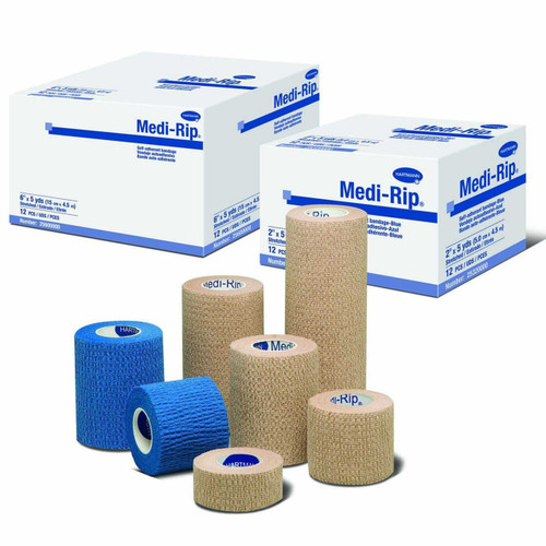 Cohesive Bandage Medi-Rip2 Inch X 5 Yard Standard Compression Self-adherent Closure Tan NonSterile 25200000 Case/96 DKC71165 Hartmann 443866_CS