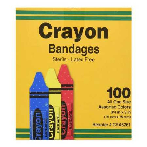 Adhesive Strip ASO 3/4 X 3 Inch Plastic Rectangle Kid Design Assorted Crayon Sterile CRA5261-012-000 Case/1200 VED-605 ASO CORPORATION 339216_CS