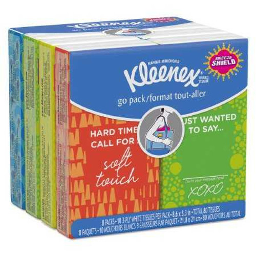 Kleenex Pocket Pack Facial Tissue White 8-3/5 X 8-3/10 Inch 10 Count 46651 Bag/8 16493 Kimberly Clark 1032437_BG