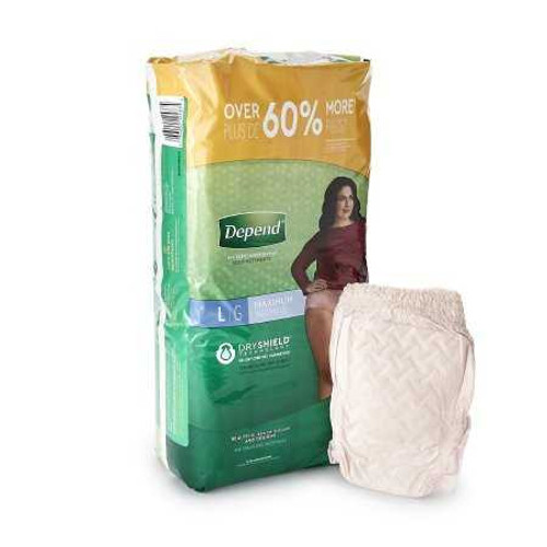 Female Adult Absorbent Underwear Depend FIT-FLEX Pull On with Tear Away Seams Large Disposable Heavy Absorbency 53743 Case/56 AS364C Kimberly Clark 1184201_CS