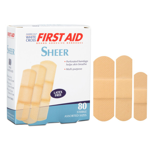 American White Cross First Aid Adhesive Strip Plastic Sheer Sterile, 1260033, Case of 1920