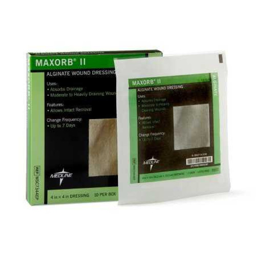 Calcium Alginate Dressing MaxorbII 4 X 4 Inch Square Calcium Alginate Sterile MSC7344EP Case/50 55046 MEDLINE 874897_CS