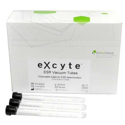 ExcyteVacuum Tube Venous Blood Collection Tube Erythrocyte Sedimentation Rate ESR Sodium Citrate Additive 8 X 120 mm 1 mL Black Conventional Closure Glass Tube EX-50205 Box/50 8343-R Elitech Group Inc 958114_BX