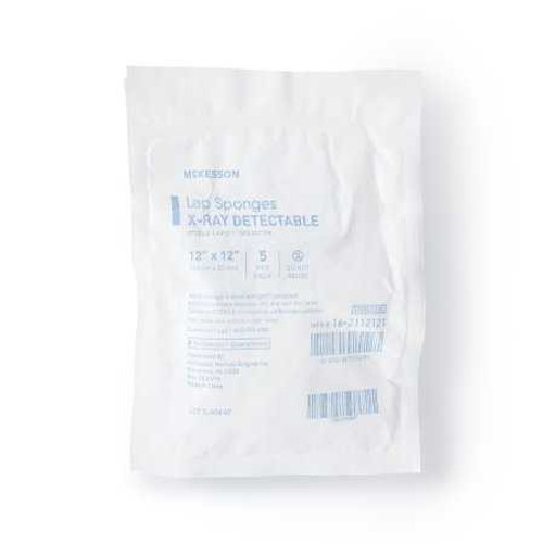 Surgical Laparotomy Sponge McKesson X-Ray Detectable Cotton 12 X 12 Inch 5 Count Soft Pack Sterile 16-2112121 Case/40 NEB KIT 500 MCK BRAND 281500_CS