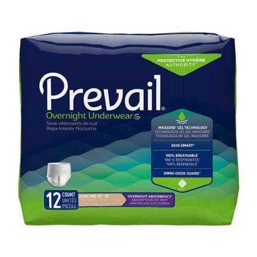 Unisex Adult Absorbent Underwear Prevail Overnight Pull On with Tear Away Seams Disposable Heavy Absorbency PVX-514 Pack/12 16-6422 First Quality 1189997_PK