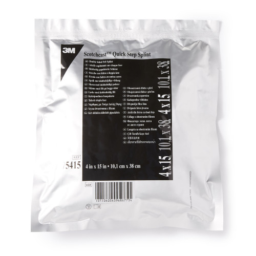 Padded Precut Splint 3M Scotchcast Quick Step Double Sided Felt 4 x 15 Inch Felt / Fiberglass White 75415 Case of 10