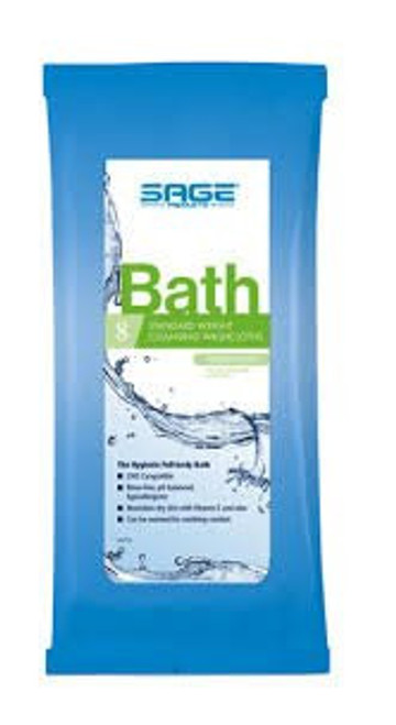 Rinse-Free Bath Wipe Sage Bath Soft Pack Unscented 8 Count 7989 Pack of 8