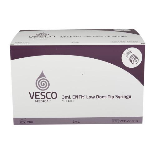 Vesco Enteral / Oral Syringe 3 mL Enfit Tip Without Safety, VED-603EO, Case of 800