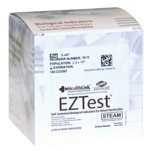 EZTest Sterilization Biological Indicator Vial Steam 3917, Pack of 25