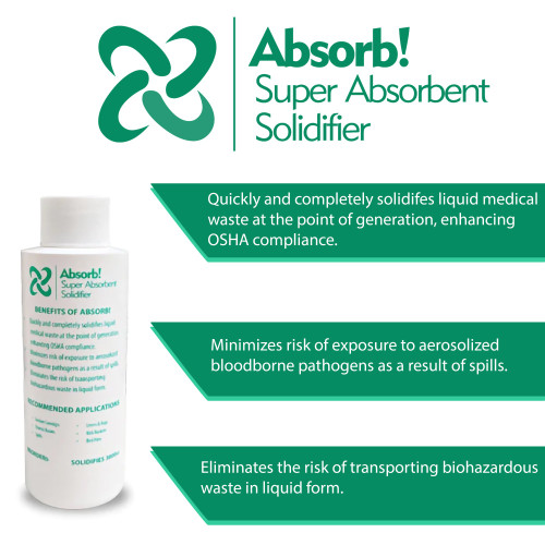 Absorb! Fluid Solidifier 1,200 cc Bottle 23.5 oz., A1200, Case of 175