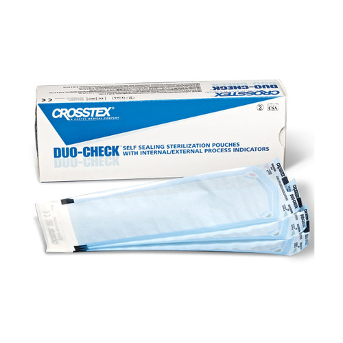 Sterilization Pouch Duo-Check® Ethylene Oxide (EO) Gas / Steam 3-1/2 x 22 Inch Transparent / Blue Self Seal Paper / Film SCL322 Box of 100