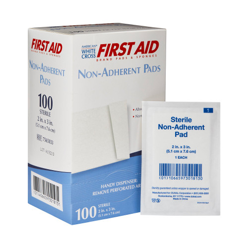 American White Cross Non-Adherent Dressing 2 X 3 Inch Sterile 1 per Pack, 7565033, Case of 1200