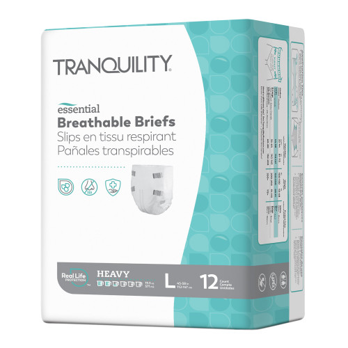 Tranquility Essential Incontinence Brief Adult Large Unisex Disposable Heavy Absorbency, 2746, Case of 72
