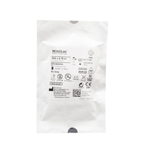 MiniLoc Huber Infusion Set 20 Gauge 3/4 Inch 8 Inch Tubing Y-Site Injection Port, 0682034, Pack of 1