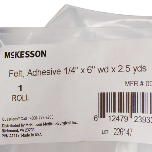 Orthopedic Felt Roll Adhesive McKesson 1/4 Inch X 6 Inch X 2-1/2 Yard Wool / Rayon NonSterile 9229 Case/15 80002-001 MCK BRAND 1111079_CS Orthopedic Felt Roll Adhesive McKesson 1/4 Inch X 6 Inch X 2-1/2 Yard Wool / Rayon NonSterile 9229 Case/15 80002-001 MCK BRAND 1111079_CS