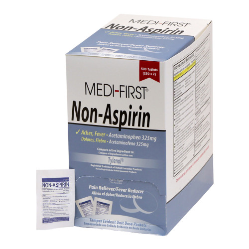 Medi-First Pain Relief 325 mg Strength Acetaminophen Tablet 250 per Box, 80313, Case of 12