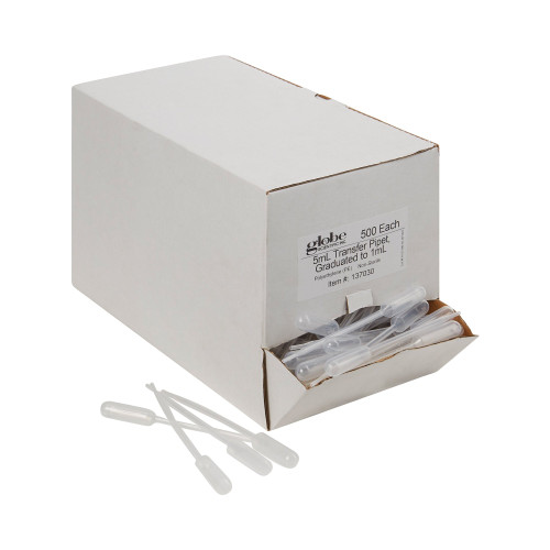 Globe Scientific Transfer Pipette 5 mL, 0.25 mL, Graduation Increments NonSterile 137030, Case of 5000