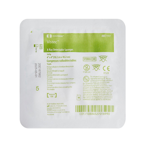 Visitec Gauze Sponge 4 X 4 Inch 16-Ply Sterile X-Ray Detectable 10 per Tray, 7317--, Transaction of 10