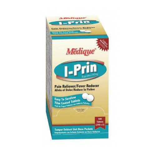 Pain Relief I-Prin 200 mg Strength Ibuprofen Tablet 250 per Box 10013 Case/6000 461412 MEDIQUE PRODUCTS 260615_CS