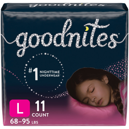 GoodNites Female Youth Absorbent Underwear Pull On with Tear Away Seams Large Disposable Heavy Absorbency, 53363, Pack of 11