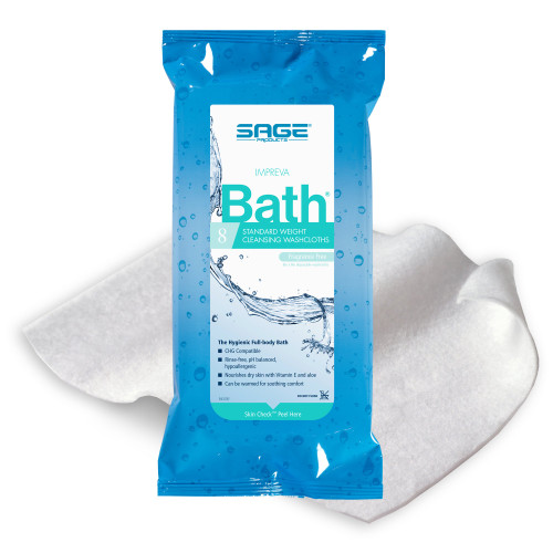 Rinse-Free Bath Wipe Impreva Bath, Unscented, 7988 Box of 30