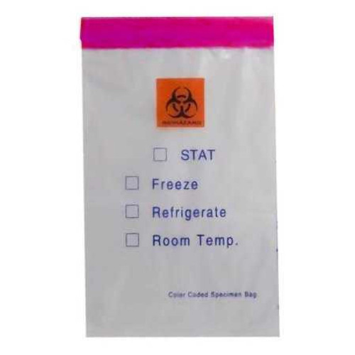 Specimen Transport Bag with Document Pouch Color Coded Top 6 X 9 Inch Plastic Zip Closure STAT / Biohazard Symbol / Storage Instructions NonSterile Q610 Case/1000 10011 RD Plastics Company 459852_CS